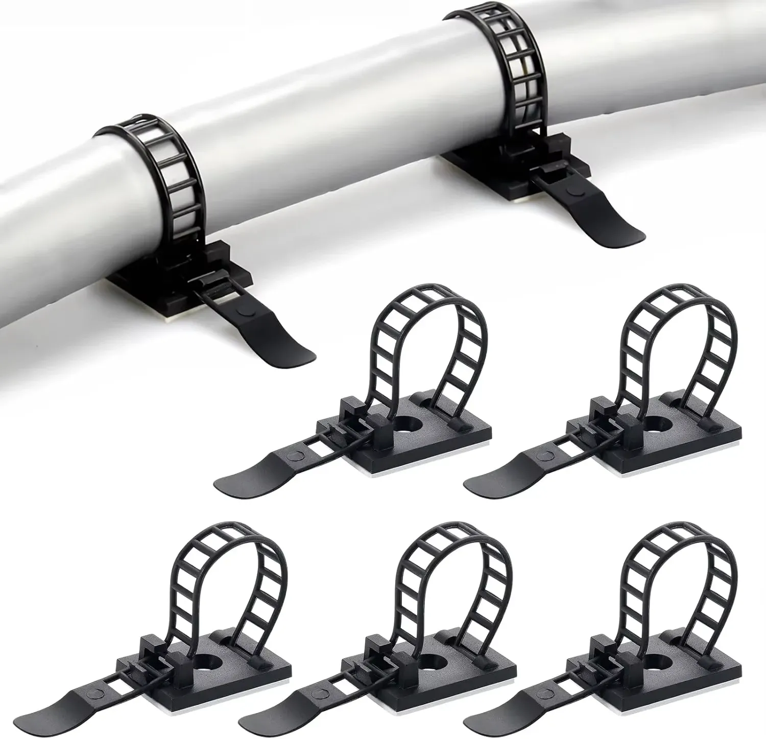 Attaches-câbles réglables autocollants en plastique pour câbles réseau, cordons d'alimentation et organisation des câbles automobile