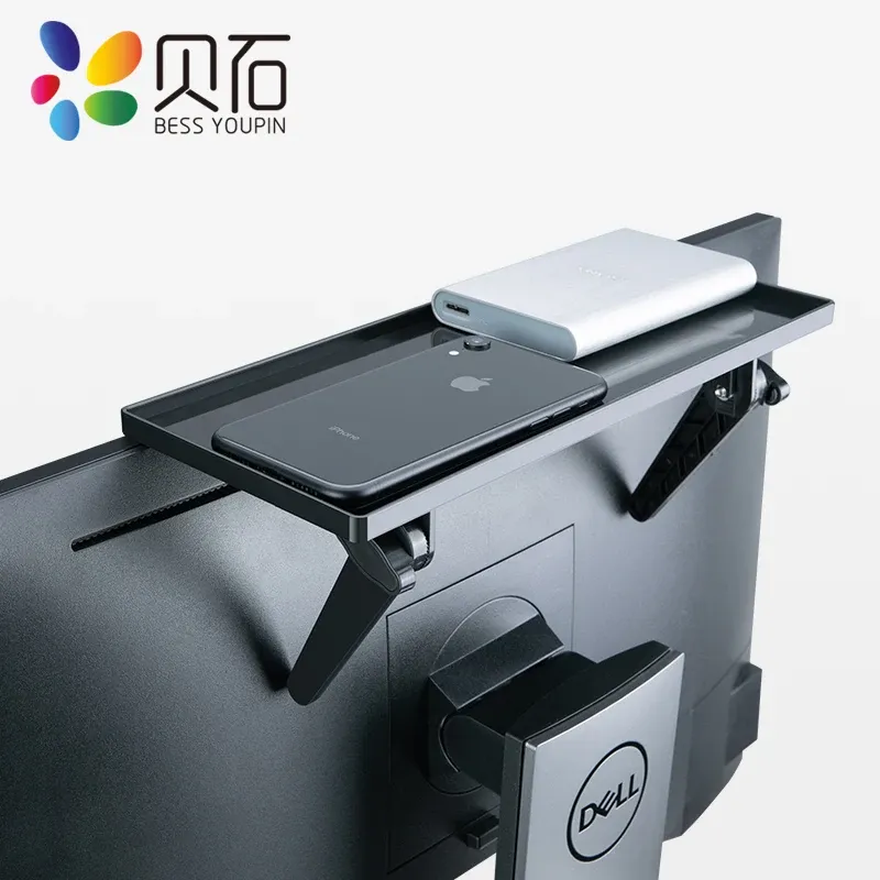 Support TV réglable avec étagère supérieure, support de bureau pour moniteur d'ordinateur