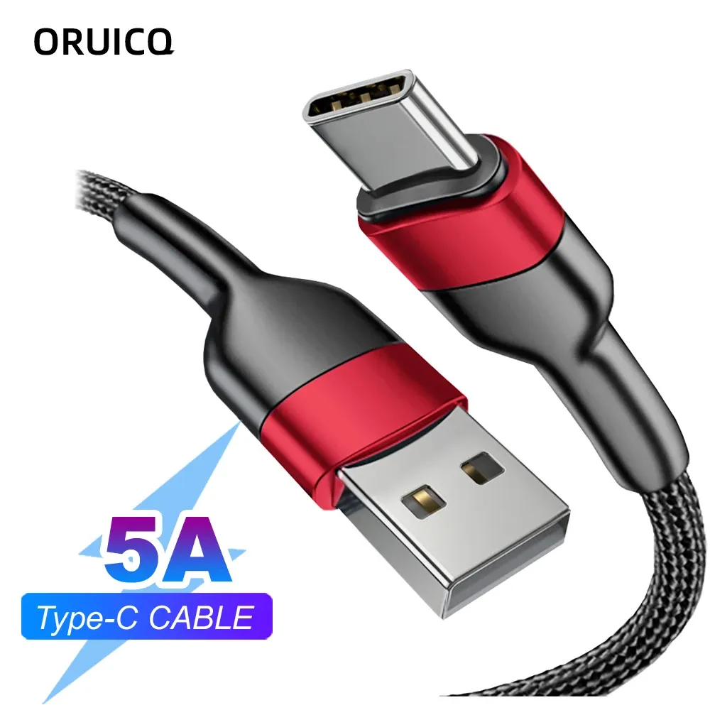 Câble de charge USB vers USB-C 5 A en nylon tressé, compatible iPhone, Xiaomi, Huawei, Samsung, Oppo et POCO 1