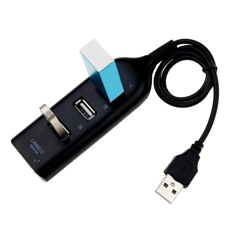 Hub USB 2.0 haute vitesse 4 ports avec câble mini USB et adaptateur secteur pour PC et ordinateur portable 3