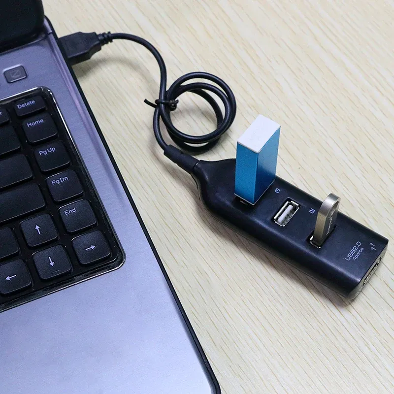 Hub USB 2.0 haute vitesse 4 ports avec câble mini USB et adaptateur secteur pour PC et ordinateur portable 4