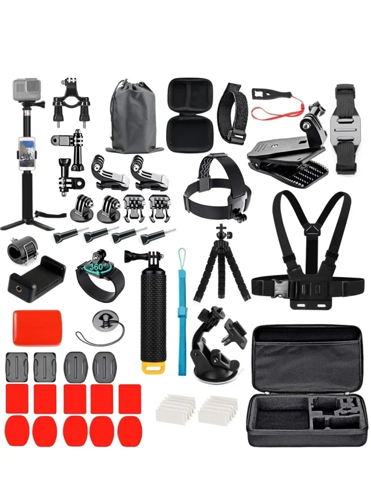Ensemble d'accessoires pour caméra d'action compatible DJI Action 6, GoPro Hero 13/12/11 et Insta360 X5/X4 : boîtier, sangle, support, perche à selfie et fixation moto 8