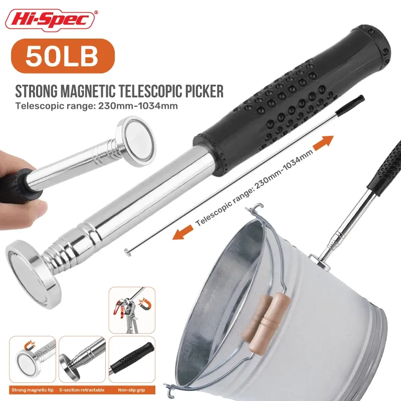 Outil de ramassage magnétique télescopique en acier inoxydable, capacité de 50 lb, pour zones difficiles d'accès - Image 1