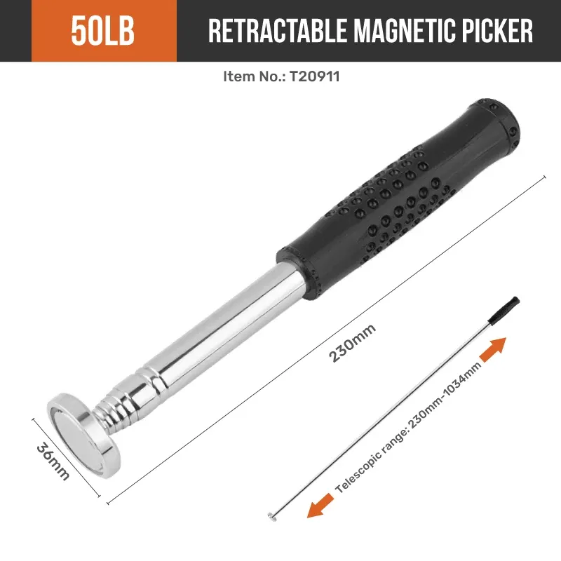 Outil de ramassage magnétique télescopique en acier inoxydable, capacité de 50 lb, pour zones difficiles d'accès 7