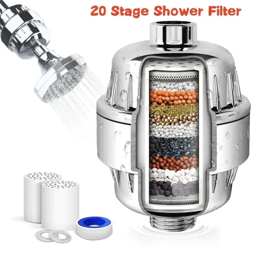 Filtre domestique 15 à 20 étapes : élimine le chlore, le fluorure et les métaux lourds, adoucit l'eau dure pour la douche et la purification - Image 1