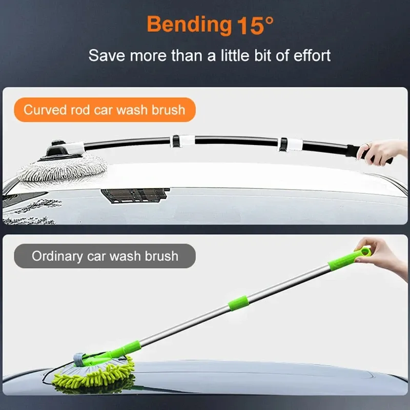 Brosse de lavage de voiture télescopique à long manche, vadrouille à poils doux en chenille 3