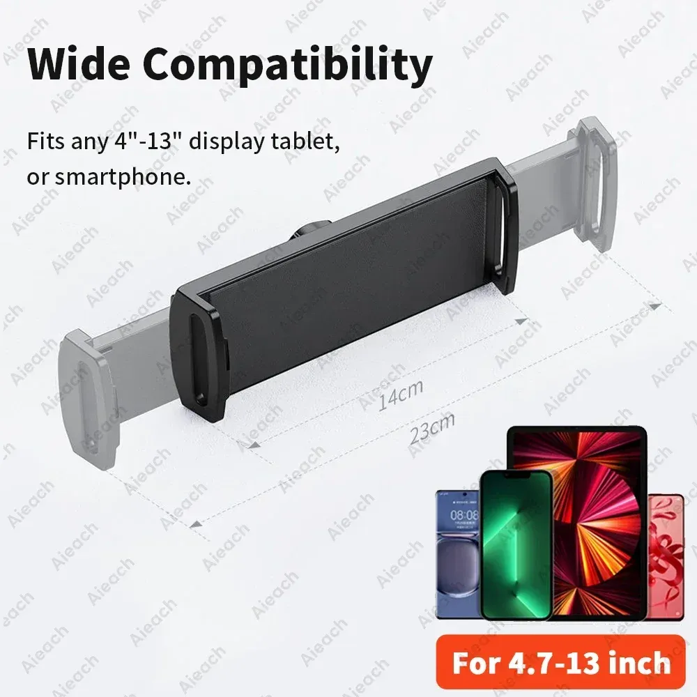 Support de tablette réglable 15 pouces avec bras flexible en métal pour téléphone et iPad (4,7 à 13 pouces), support de bureau ergonomique multi-angles 6