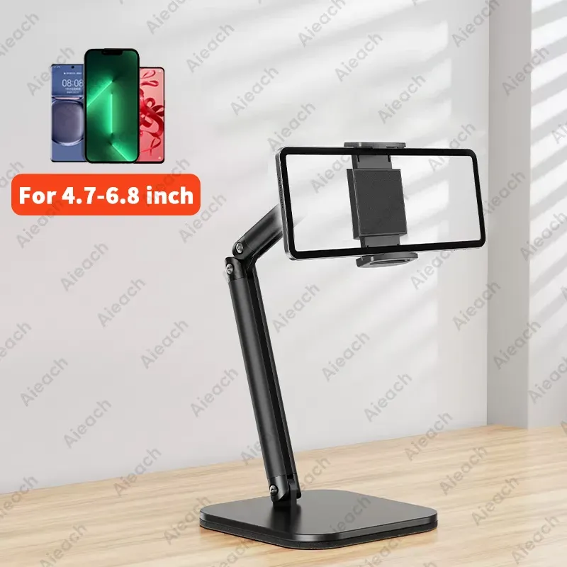 Support de tablette réglable 15 pouces avec bras flexible en métal pour téléphone et iPad (4,7 à 13 pouces), support de bureau ergonomique multi-angles 7