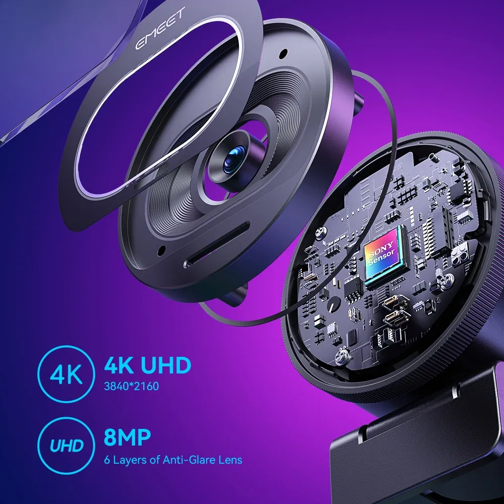 Webcam USB EMEET S600 1080P 60 FPS avec autofocus et micros intégrés pour streaming 4