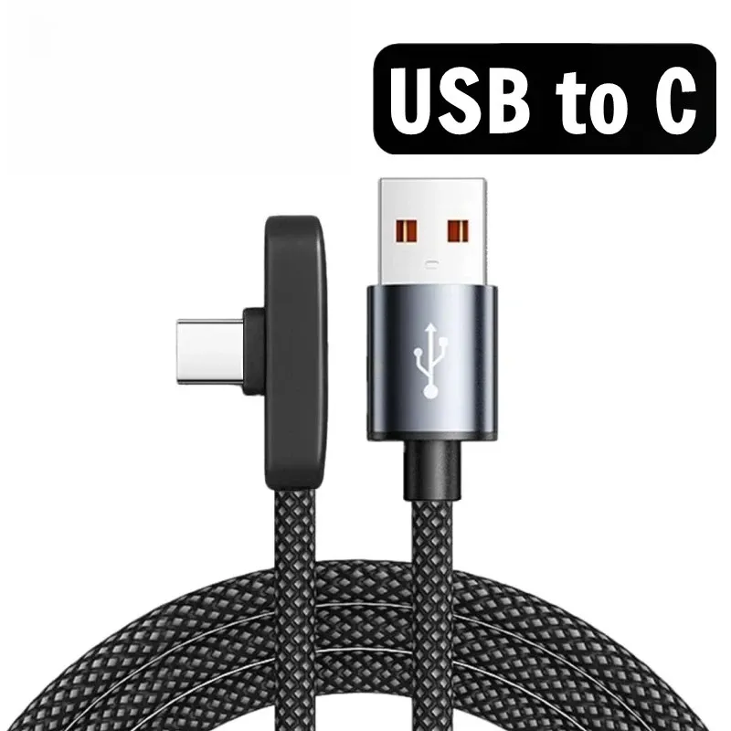Câble USB Type-C coudé à 90 degrés, 100 W, charge rapide et transfert de données, câble portable à angle droit, USB-C pour iPhone, Samsung et Xiaomi 7