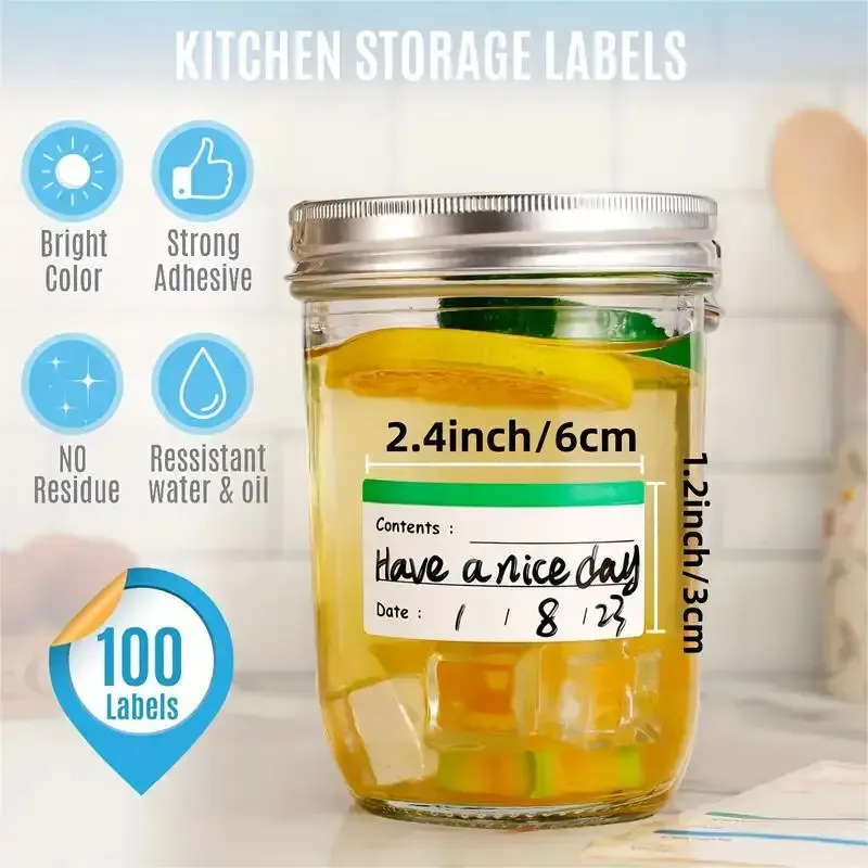 Étiquettes colorées pour réfrigérateur, 100/400 pièces, étiquettes autocollantes pour rangement des aliments, pour contenants alimentaires 3
