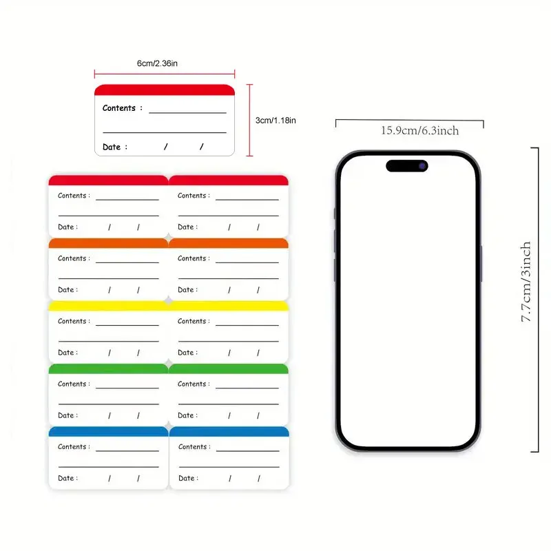 Étiquettes colorées dans un intérieur de réfrigérateur organisé