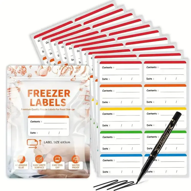 Étiquettes colorées pour réfrigérateur, 100/400 pièces, étiquettes autocollantes pour rangement des aliments, pour contenants alimentaires 7