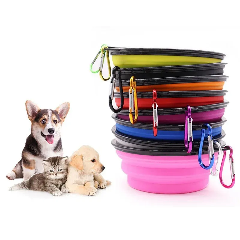 Gamelle pliable en silicone pour animaux de compagnie avec mousqueton