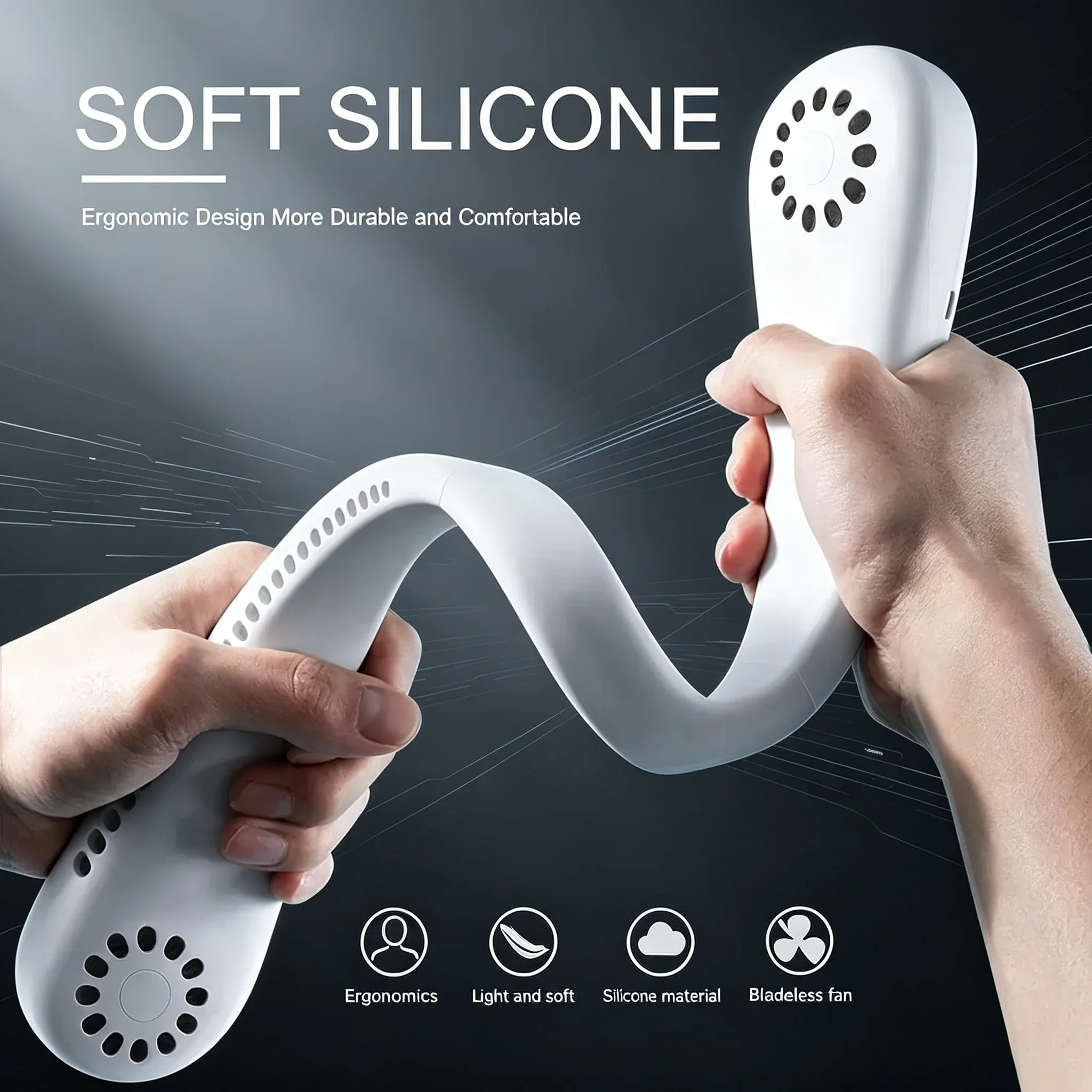 Ventilateur de cou portable sans pales, rechargeable par USB, mains libres, silencieux, 3 vitesses, longue autonomie 2