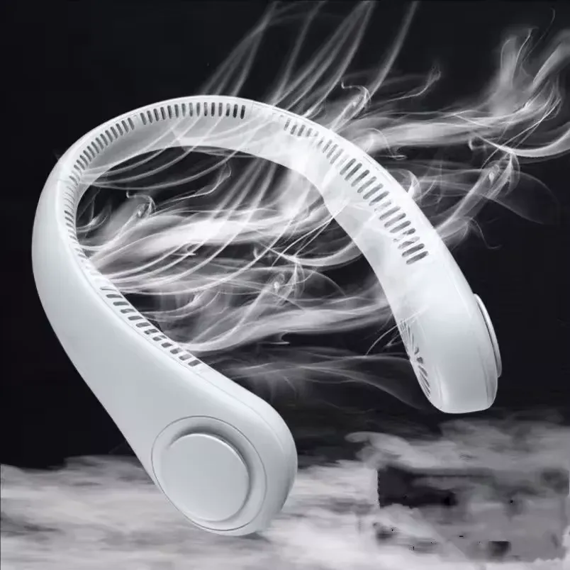 Ventilateur de cou portable sans pales, rechargeable par USB, mains libres, silencieux, 3 vitesses, longue autonomie 5