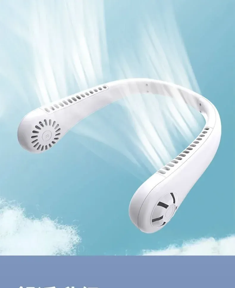 Ventilateur de cou mains libres portable en plastique, vue d'ensemble