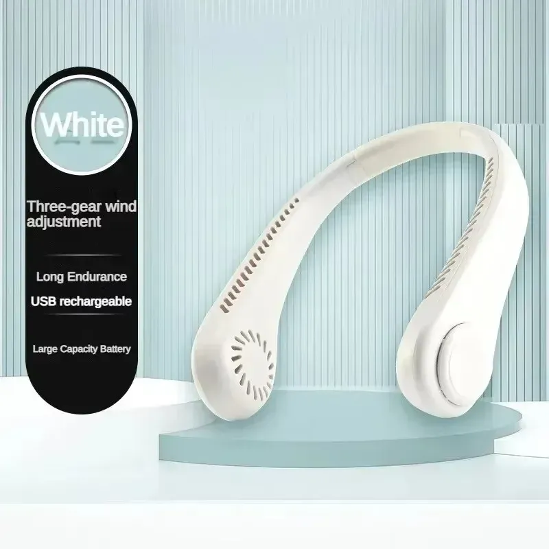 Ventilateur de cou portable sans pales, rechargeable par USB, mains libres, silencieux, 3 vitesses, longue autonomie 7