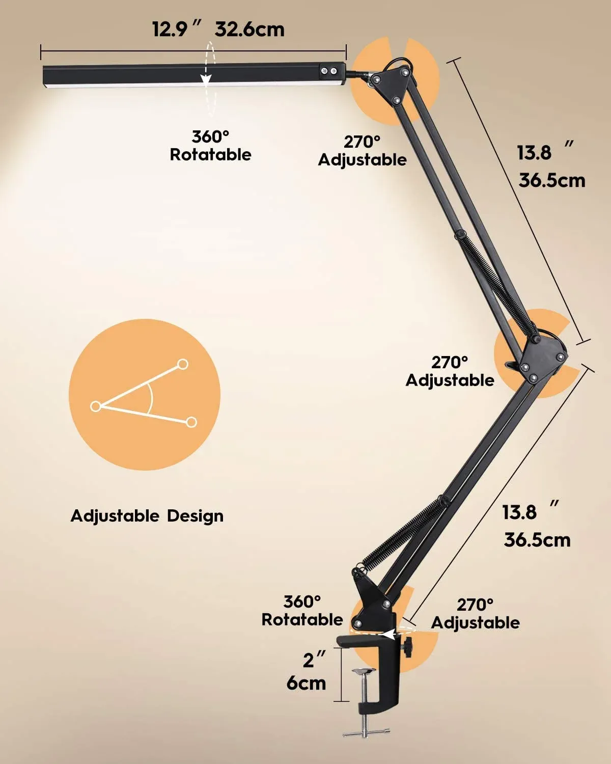 Détail de la tête de lampe LED