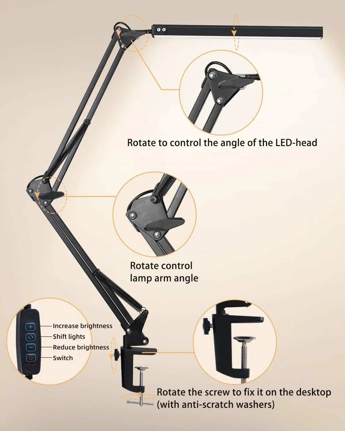 Bras articulé de la lampe de bureau