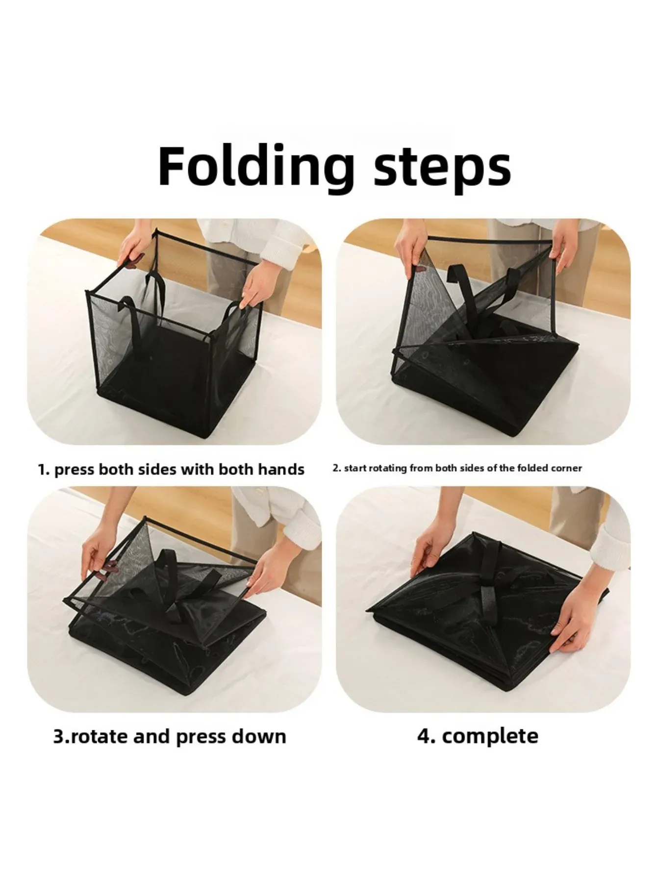 Panier à linge pliable en maille carrée grand format avec poignées renforcées 5