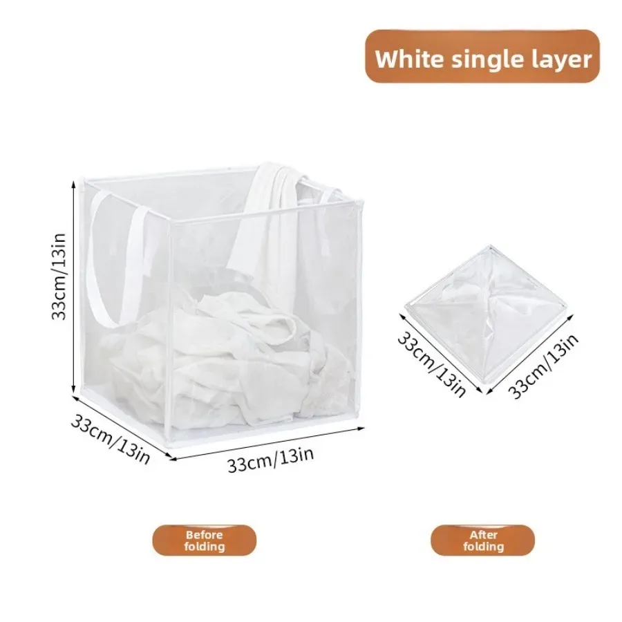 Panier à linge pliable en maille carrée grand format avec poignées renforcées 7