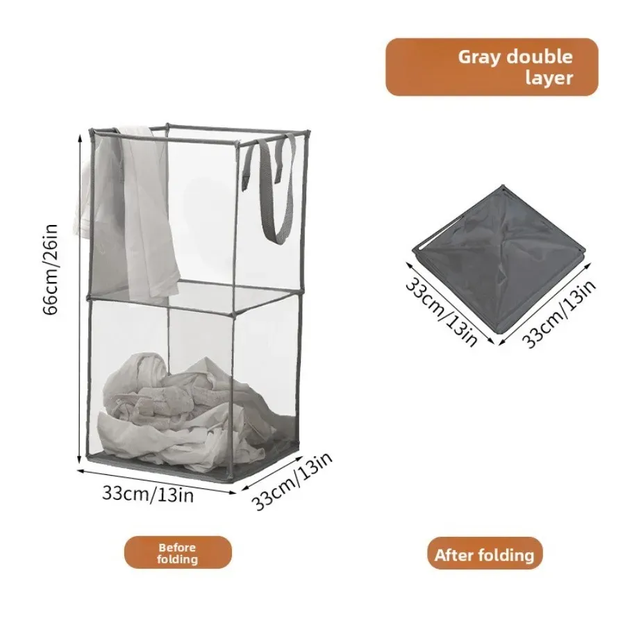 Panier à linge pliable en maille carrée grand format avec poignées renforcées 11