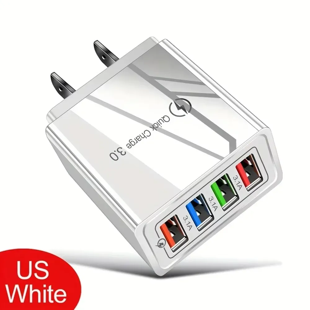 Chargeur mural USB 4 ports 3 A à charge rapide 3.0, prises EU/US 8