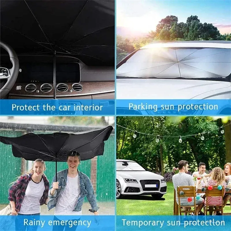 Pare-soleil pliant pour pare-brise avant, isolation thermique et protection solaire 3