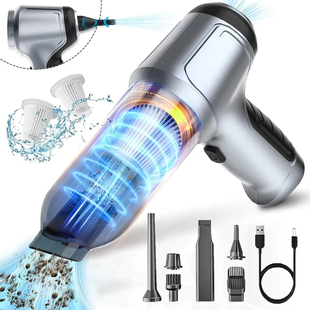 Aspirateur portable sans fil pour voiture et maison, mini nettoyeur, souffleur haute puissance, aspiration de bain, 95000 Pa