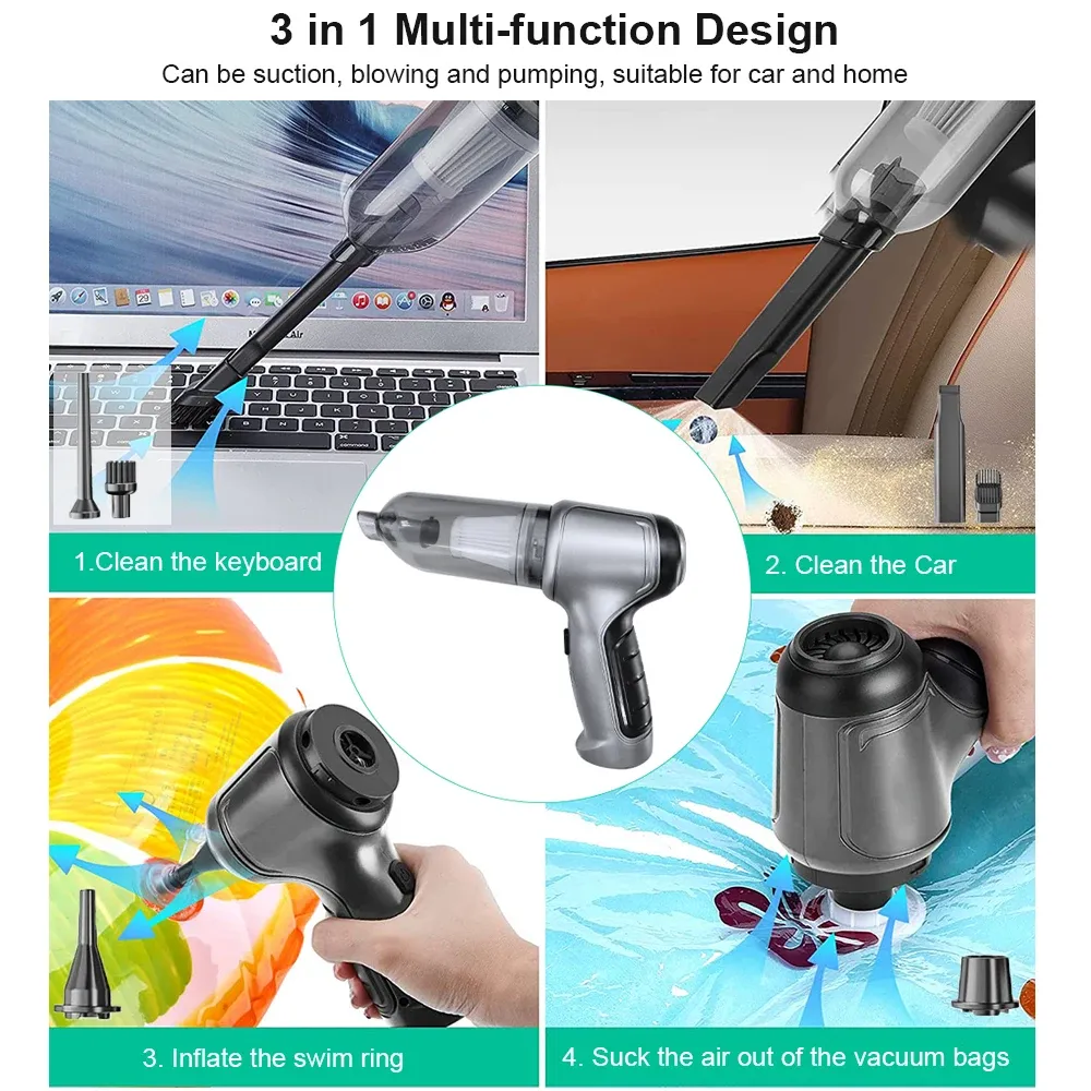Aspirateur portable sans fil pour voiture et maison, mini nettoyeur, souffleur haute puissance, aspiration de bain, 95000 Pa 6