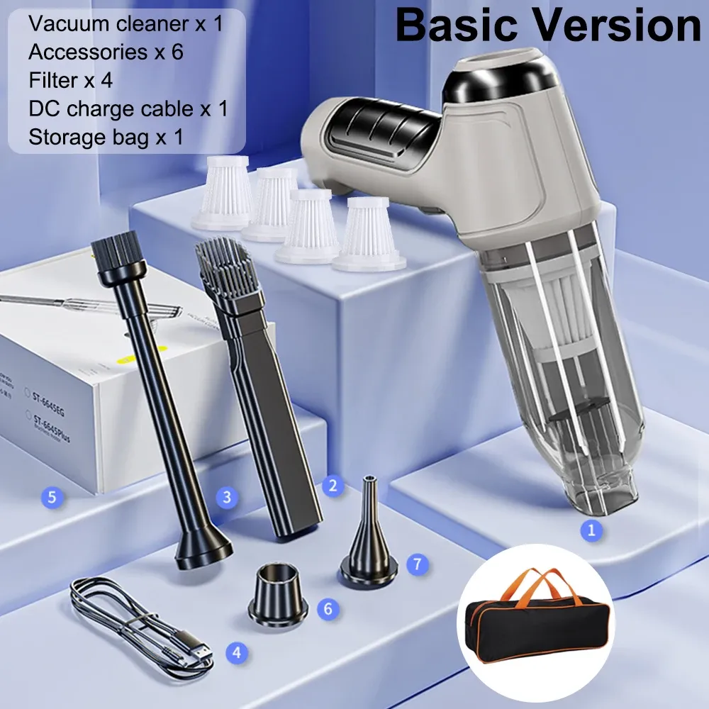 Aspirateur portable sans fil pour voiture et maison, mini nettoyeur, souffleur haute puissance, aspiration de bain, 95000 Pa 7