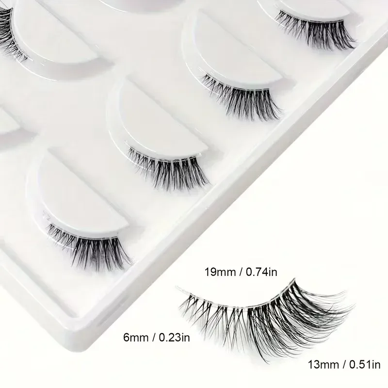 5 paires de demi-cils recourbés à l'aspect naturel, pour un volume et une définition au quotidien, pour vos rendez-vous, soirées et maquillages de scène 3