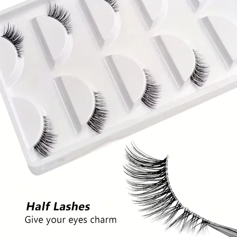 5 paires de demi-cils recourbés à l'aspect naturel, pour un volume et une définition au quotidien, pour vos rendez-vous, soirées et maquillages de scène 2