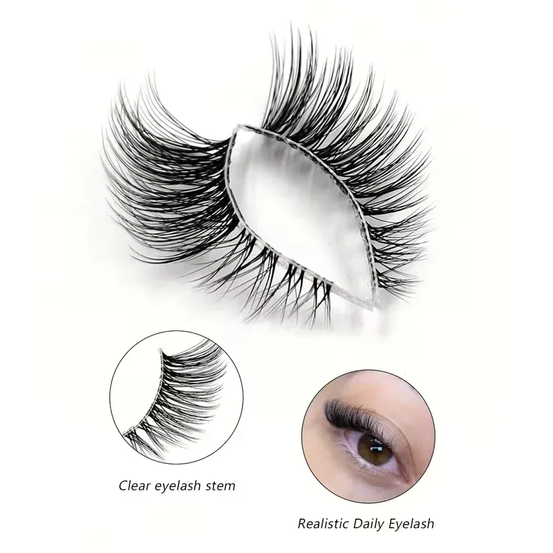 5 paires de demi-cils recourbés à l'aspect naturel, pour un volume et une définition au quotidien, pour vos rendez-vous, soirées et maquillages de scène 4