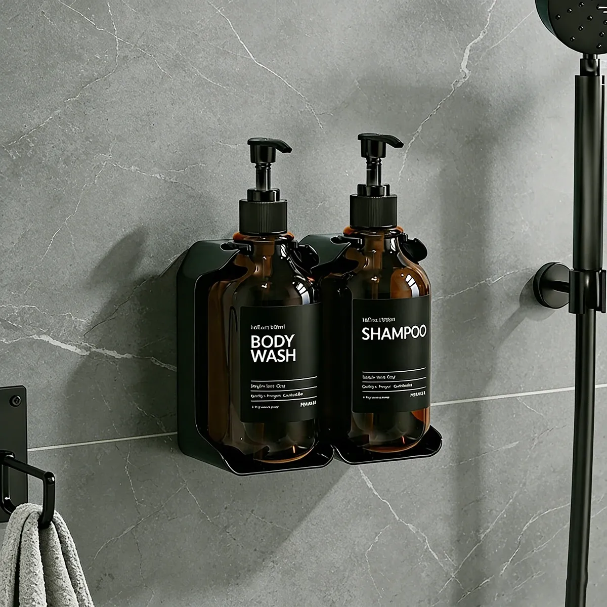 Distributeur mural de savon pour douche sans perçage, ensemble shampoing et après-shampoing 4