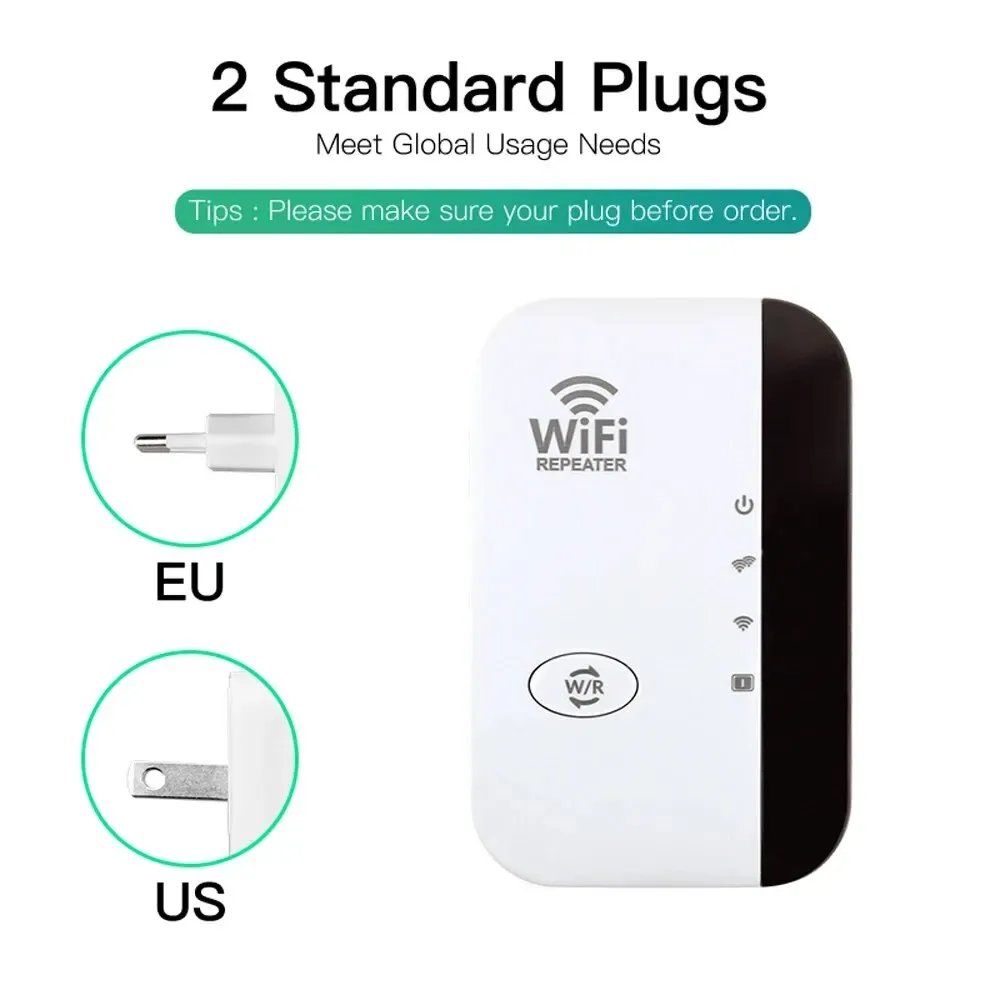 FENVI Répéteur WiFi sans fil 300 Mbps, extension de portée WiFi, amplificateur de signal WiFi 802.11n 5