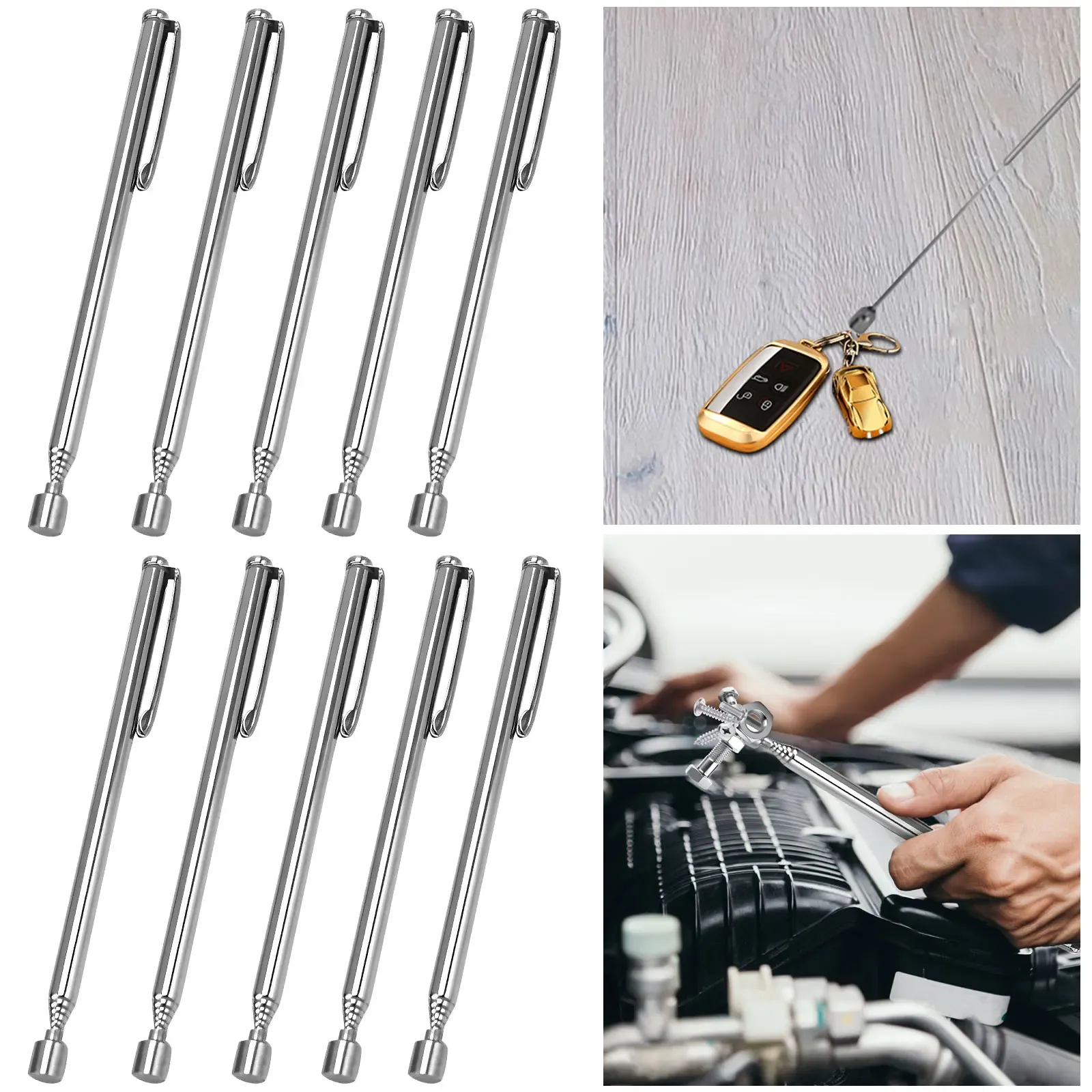 Stylo magnétique télescopique, outil de ramassage magnétique avec clip de poche, tige magnétique extensible en métal, outils de préhension, lot de 1, 3, 5 ou 10 pièces 6