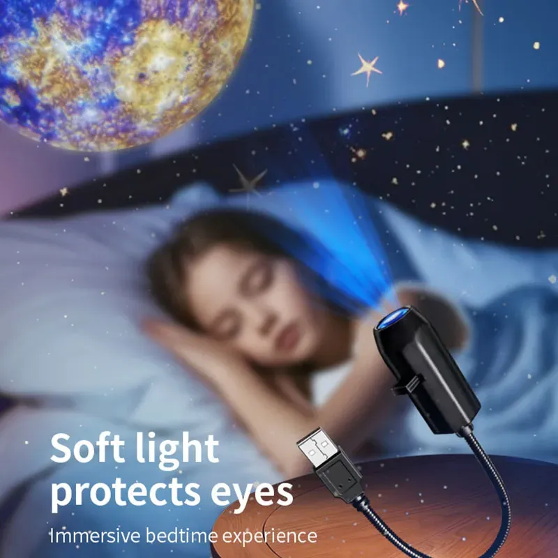Projecteur USB à scènes rotatives pour Halloween et Noël, veilleuse lune pour mur et plafond 5