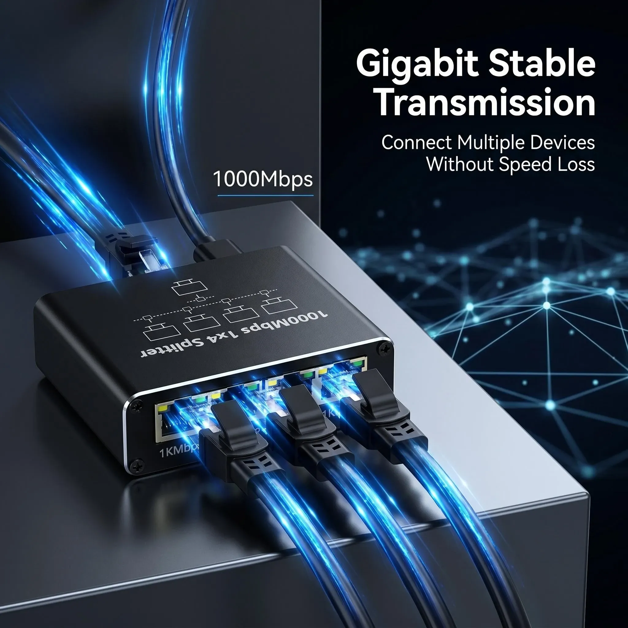 Commutateur Ethernet Gigabit 1000 Mbps, répartiteur RJ45 1 vers 2/3/4 ports, adaptateur d'extension LAN pour routeur, PC et ordinateur portable 5