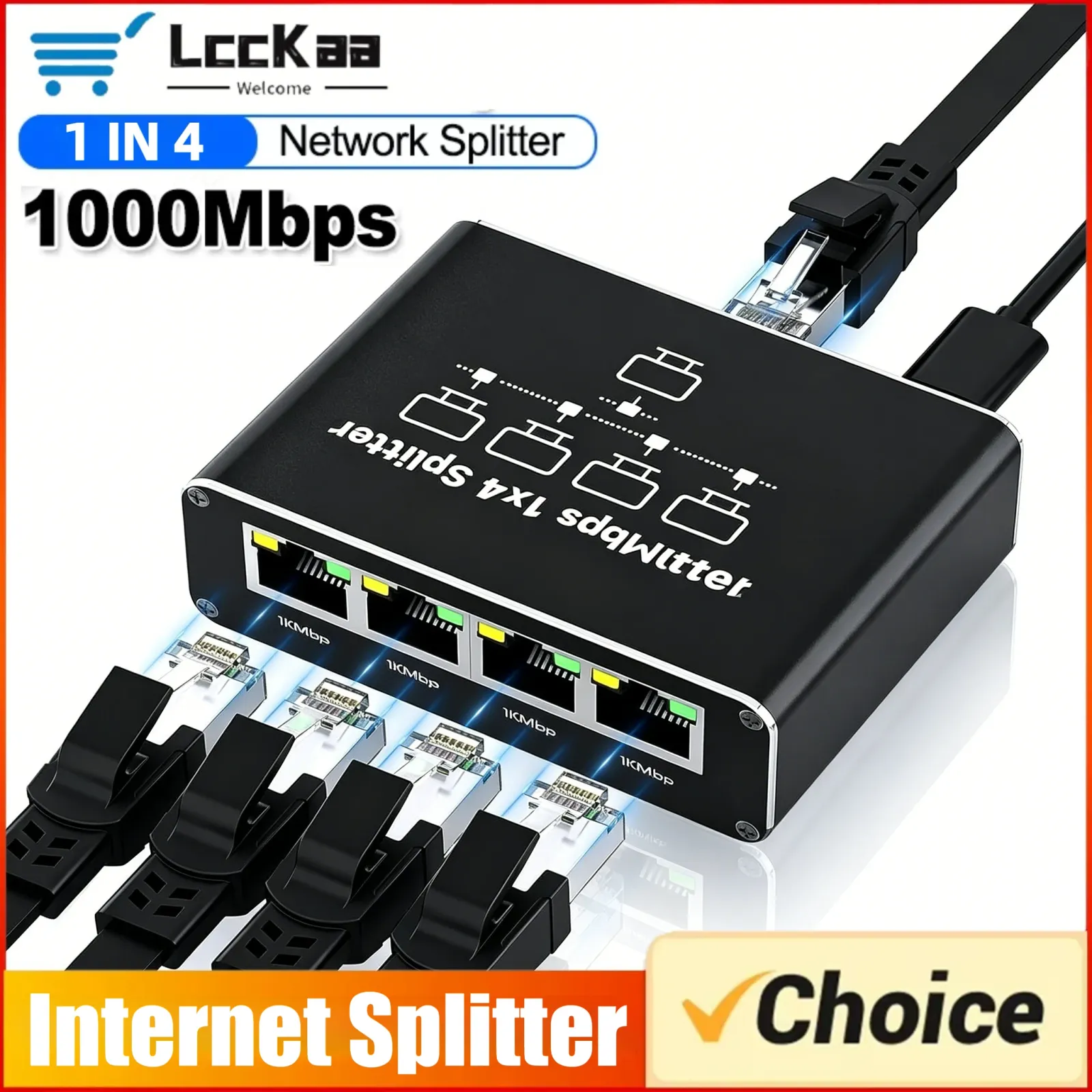 Répartiteur Ethernet Gigabit en alliage d'aluminium