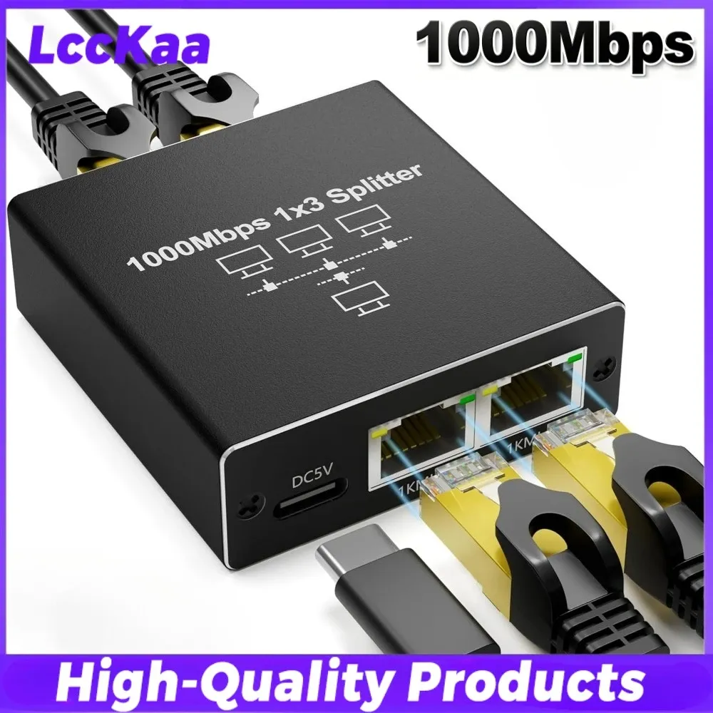 Commutateur Ethernet Gigabit 1000 Mbps, répartiteur RJ45 1 vers 2/3/4 ports, adaptateur d'extension LAN pour routeur, PC et ordinateur portable 9