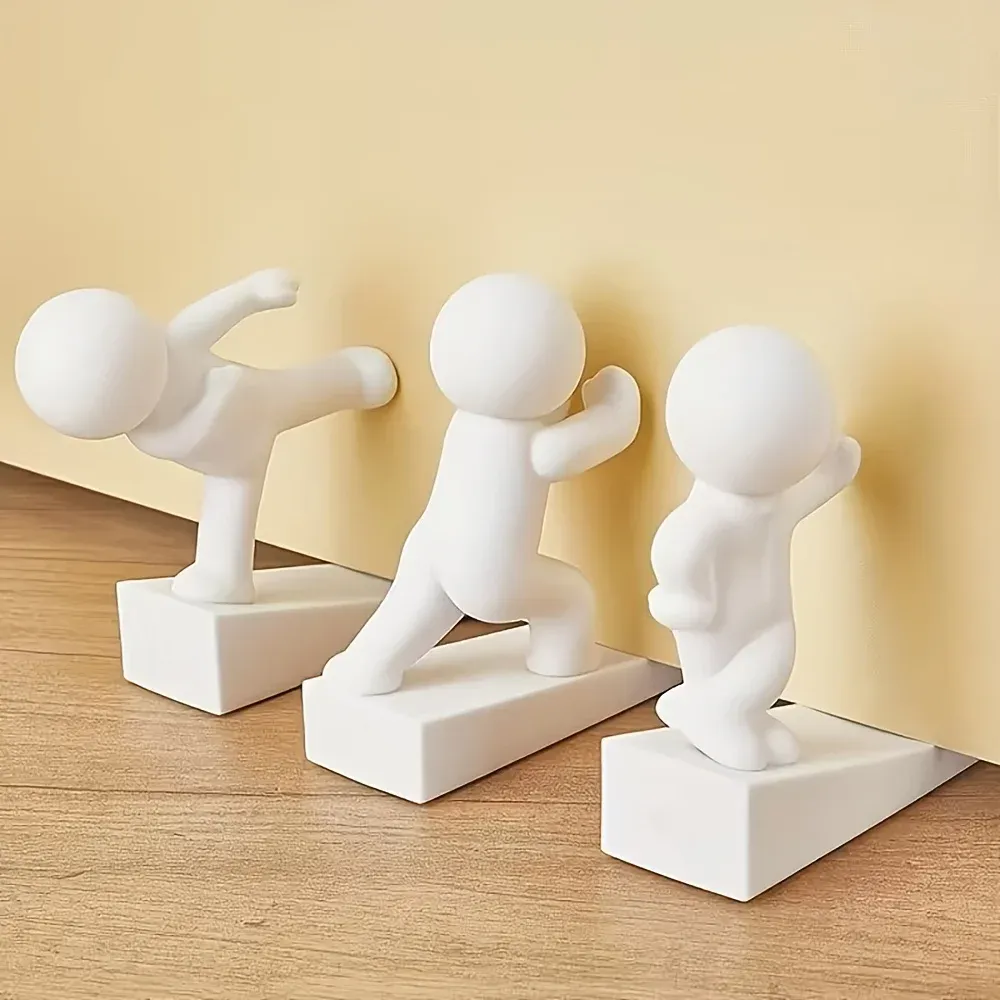 Lot de 3 butées de porte en plastique blanches, modernes et minimalistes, pour la maison et le bureau, usage intérieur et extérieur 2