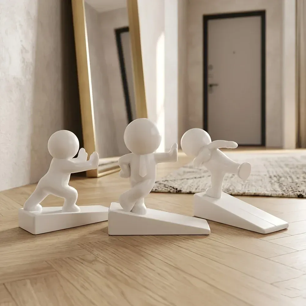 Butées de porte blanches en plastique, finition minimaliste