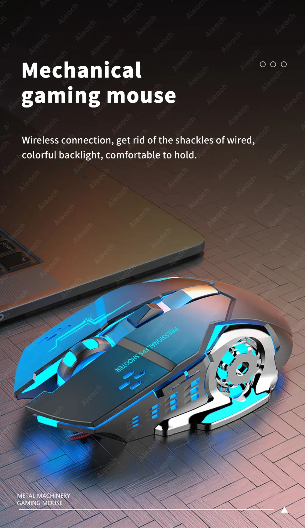 Souris de jeu mécanique M2 sans fil avec rétroéclairage coloré