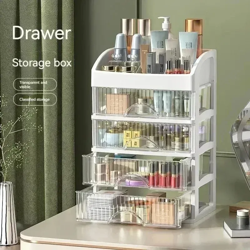 Organisateur de maquillage à tiroirs multiniveaux, boîte de rangement cosmétique transparente, organisateur de coiffeuse pour soins de la peau, rouges à lèvres et parfums 2