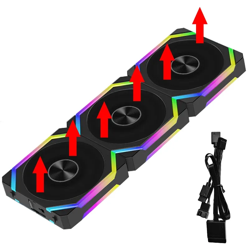 Ventilateur JUMPEAK CS120 ARGB 120 mm, modulaire et empilable, silencieux, kit RGB pour boîtier PC, compatible radiateurs 240 mm et 360 mm 7