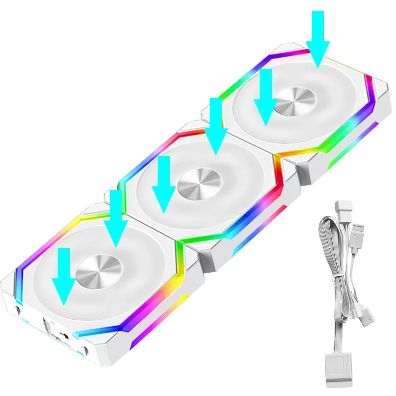 Ventilateur JUMPEAK CS120 ARGB 120 mm, modulaire et empilable, silencieux, kit RGB pour boîtier PC, compatible radiateurs 240 mm et 360 mm 8
