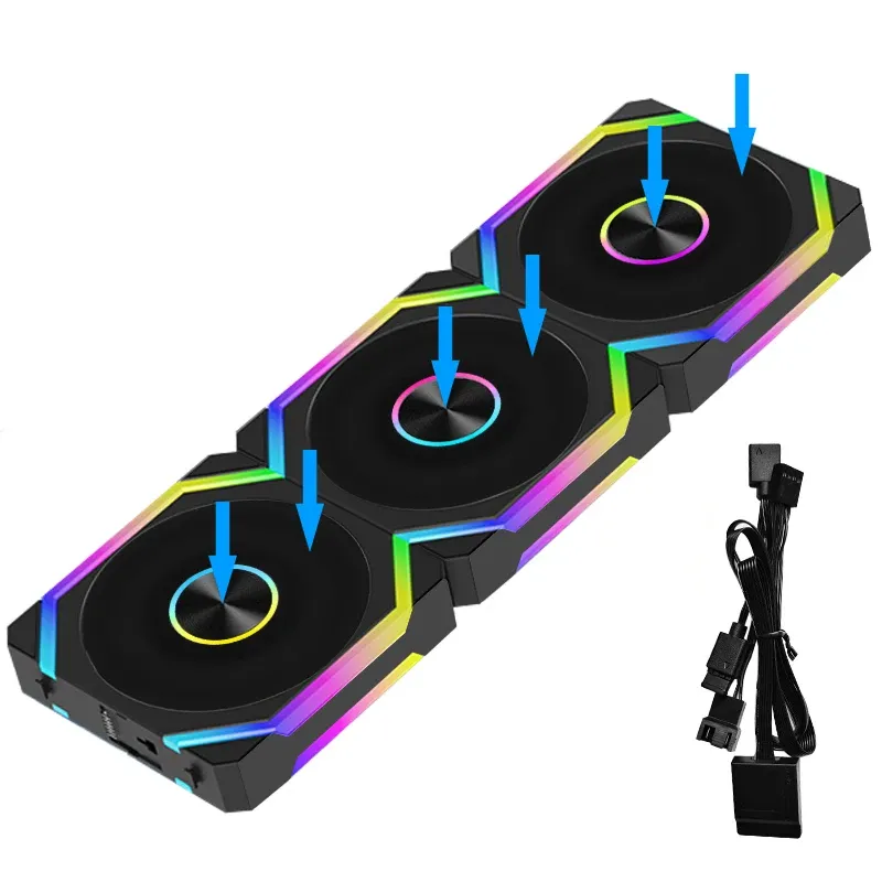 Ventilateur JUMPEAK CS120 ARGB 120 mm, modulaire et empilable, silencieux, kit RGB pour boîtier PC, compatible radiateurs 240 mm et 360 mm 10