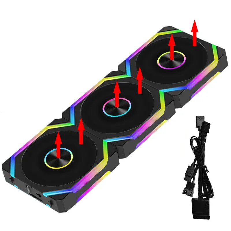Ventilateur JUMPEAK CS120 ARGB 120 mm, modulaire et empilable, silencieux, kit RGB pour boîtier PC, compatible radiateurs 240 mm et 360 mm 11